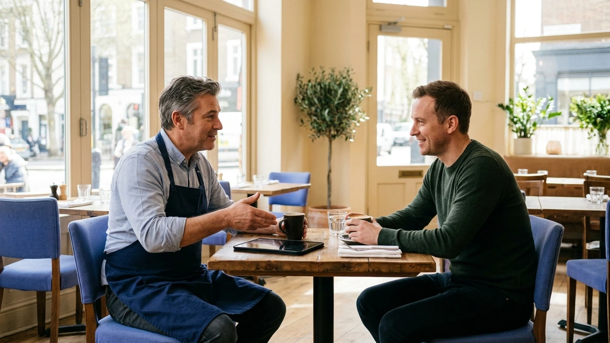 Restaurant owner comparing funding options with an advisor